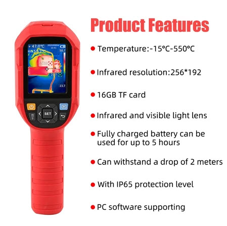 Uni-t UTi260B อินฟราเรดความร้อน -15~550°C เครื่องวัดอุณหภูมิอินฟราเรด USB 256*192 พิกเซล สําหรับถ่ายภาพ - Image 3